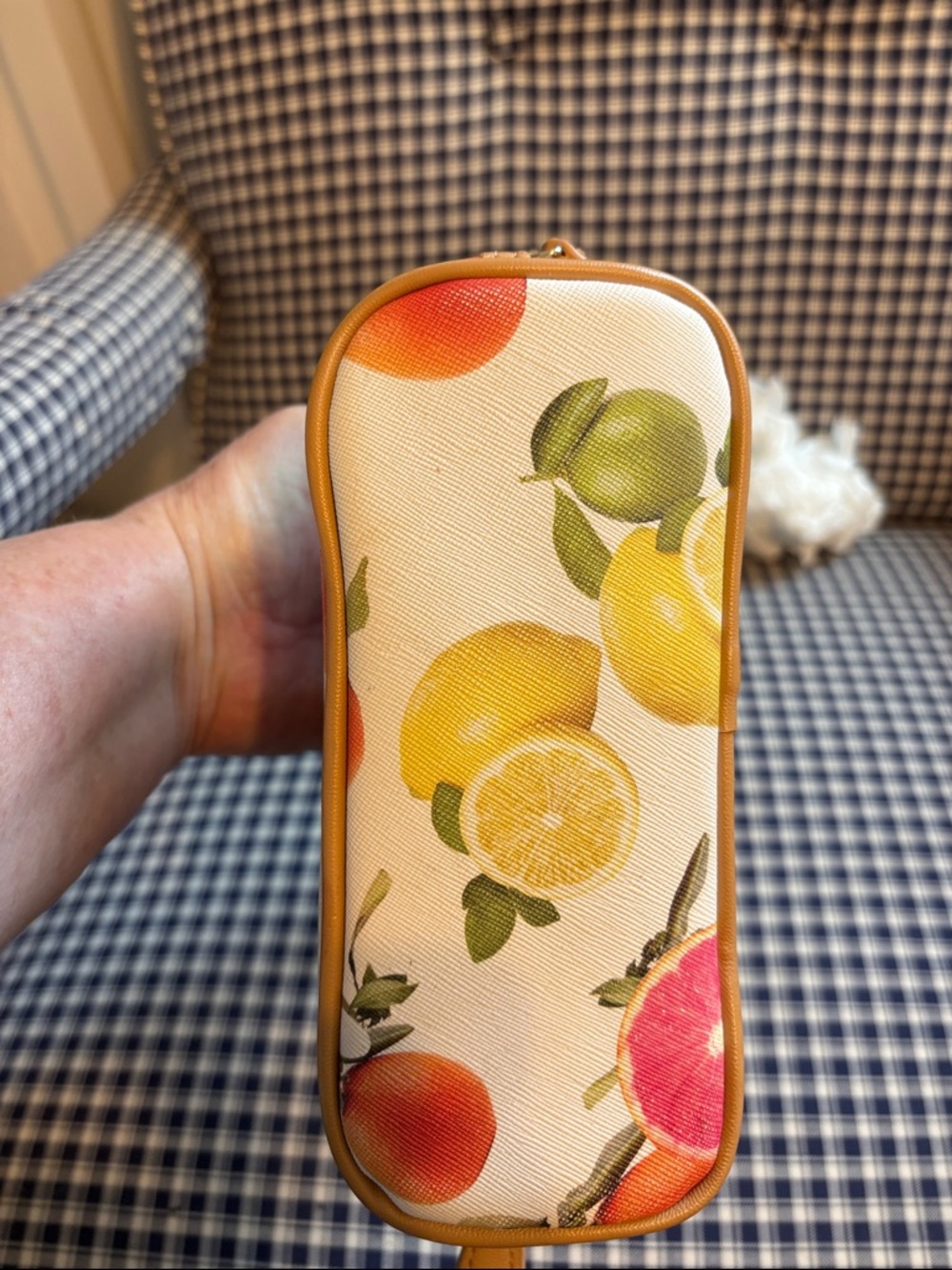Giani Bernini fruit salad Print mini Satchel with Tan Trim - Picture 6 of 8